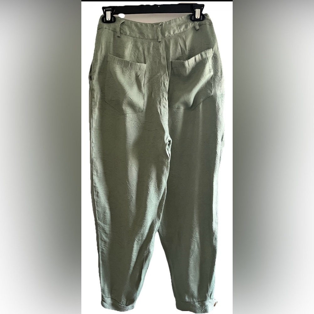 ZARA Sage Green Pants Button Cuff Women’s Small - Picture 2 of 6